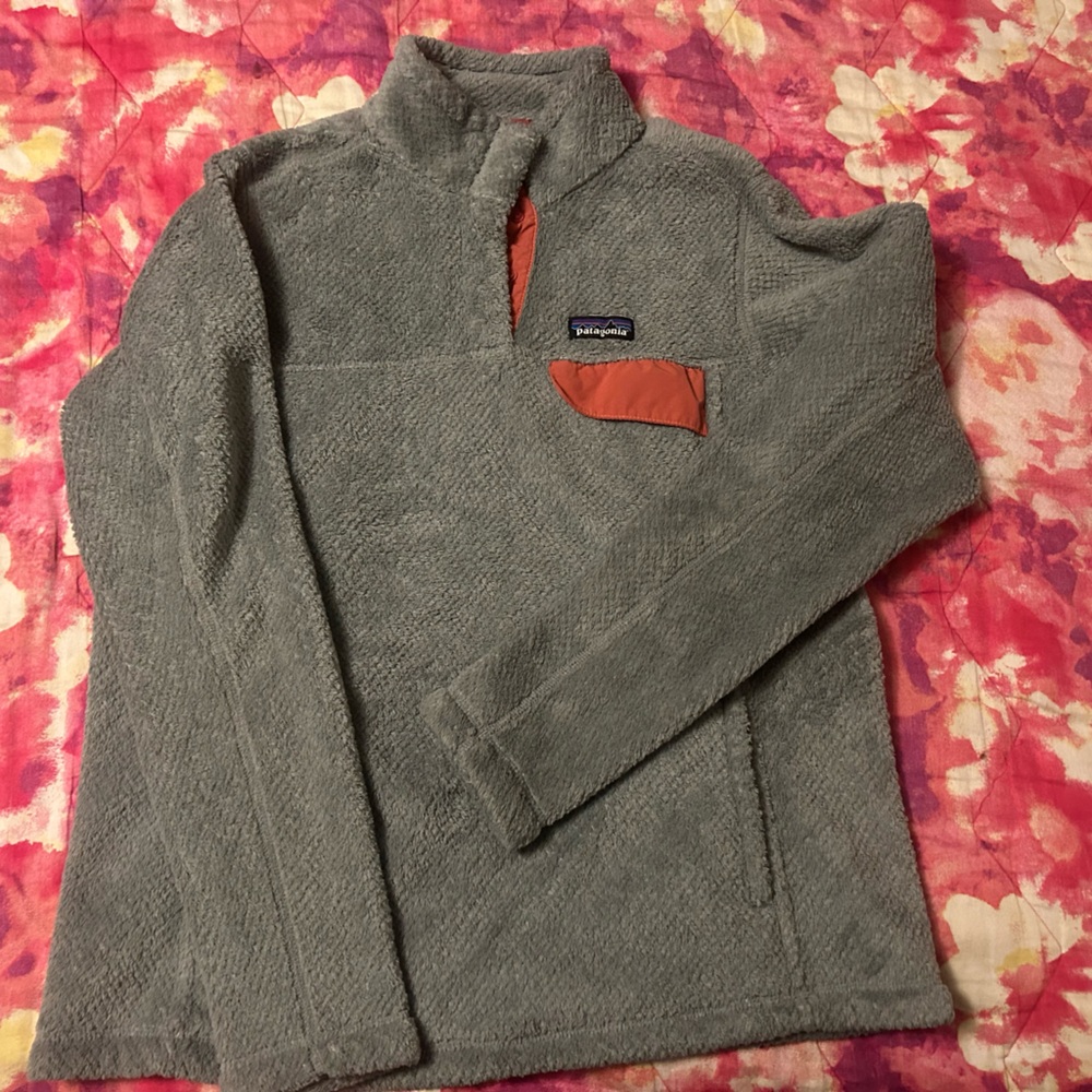 Patagonia Women’s Zip Up Sweater - Gray and Orange
